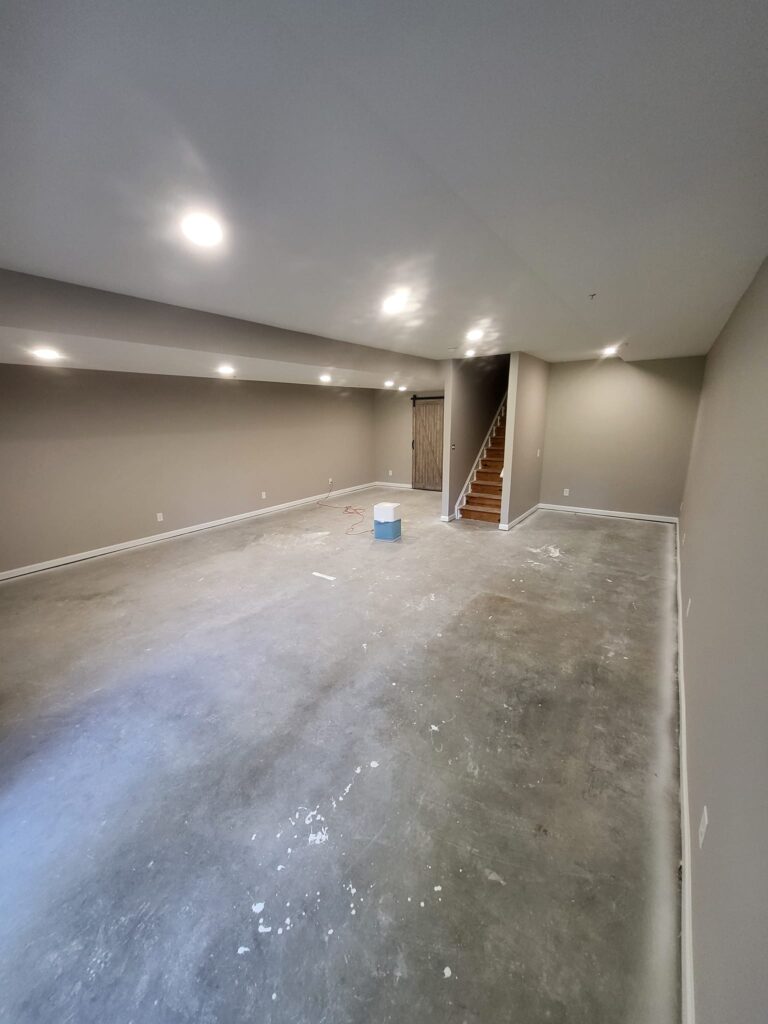 Basement living space completed by LR Contracting in Honey Brook PA