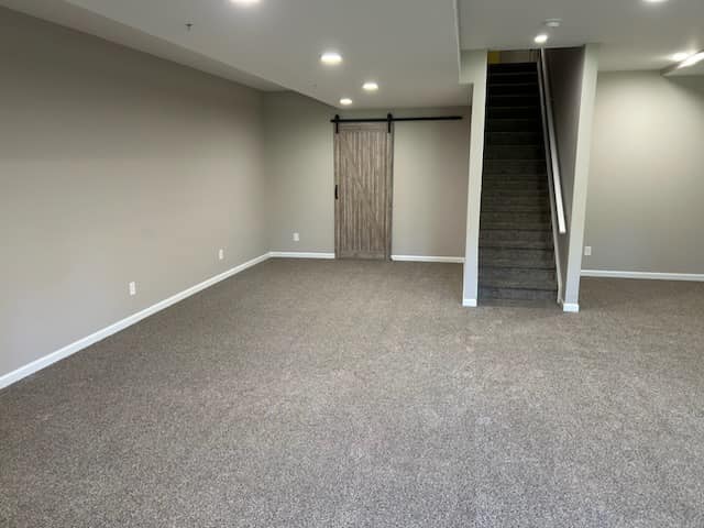 Basement living space completed by LR Contracting in Honey Brook PA
