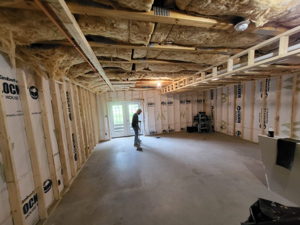 Basement living space completed by LR Contracting in Honey Brook PA