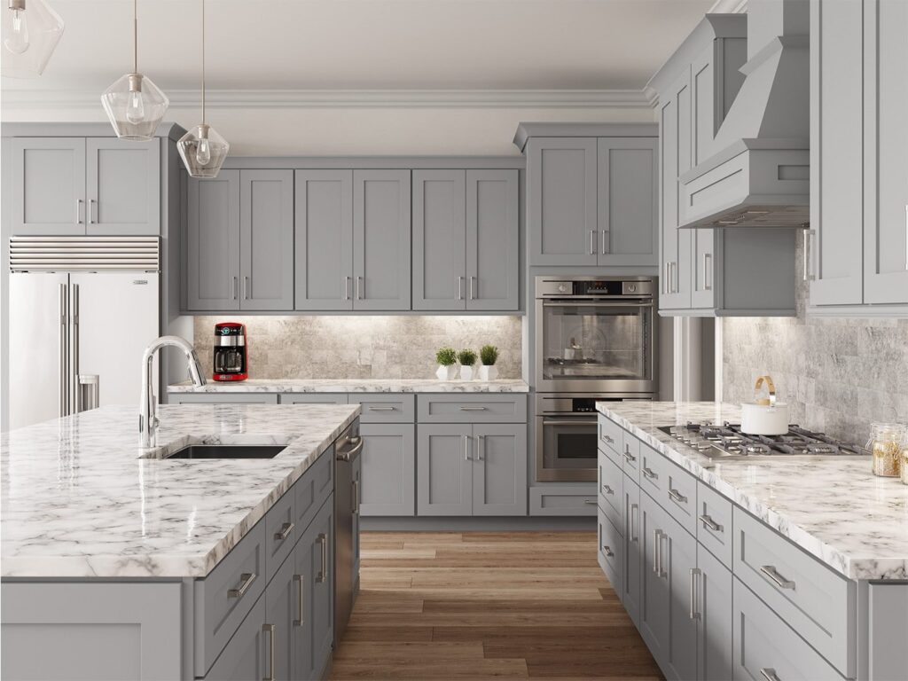 new kitchen with gravel stone top