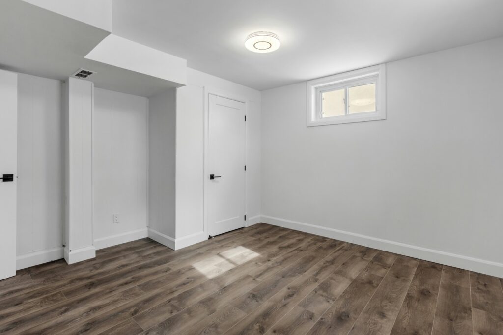 Basement living space completed by LR Contracting in Honey Brook PA