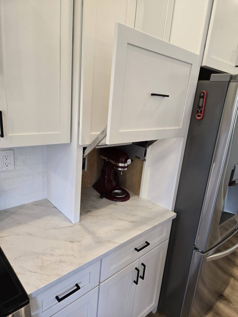 Appliance garage cabinet keeping countertops clutter-free - LR Contracting, Honey Brook PA