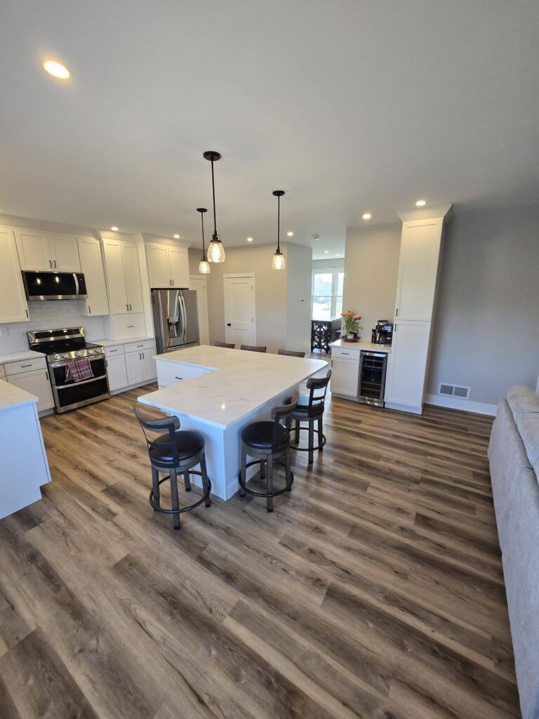 View from kitchen island toward the living area - LR Contracting, Honey Brook PA