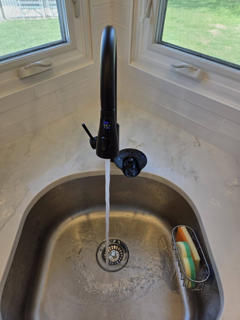 Kitchen sink with modern black faucet - LR Contracting, Honey Brook PA