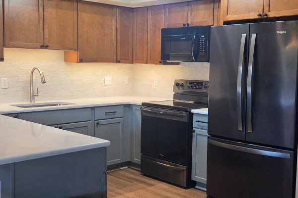 Refreshed kitchen with new lower cabinets and countertops - LR Contracting, Downingtown PA