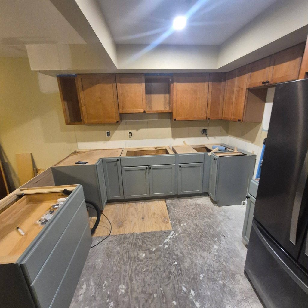 Relocated sink base during cabinet installation - LR Contracting, Downingtown PA