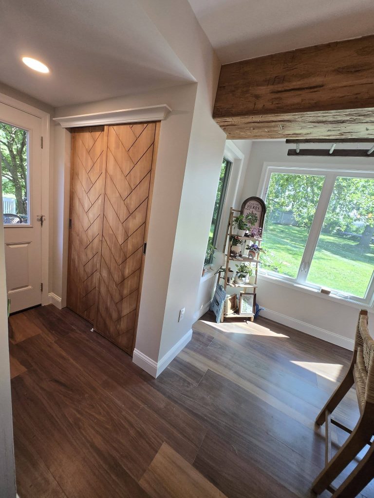 Herringbone sliding closet door and new windows - LR Contracting, Downingtown PA