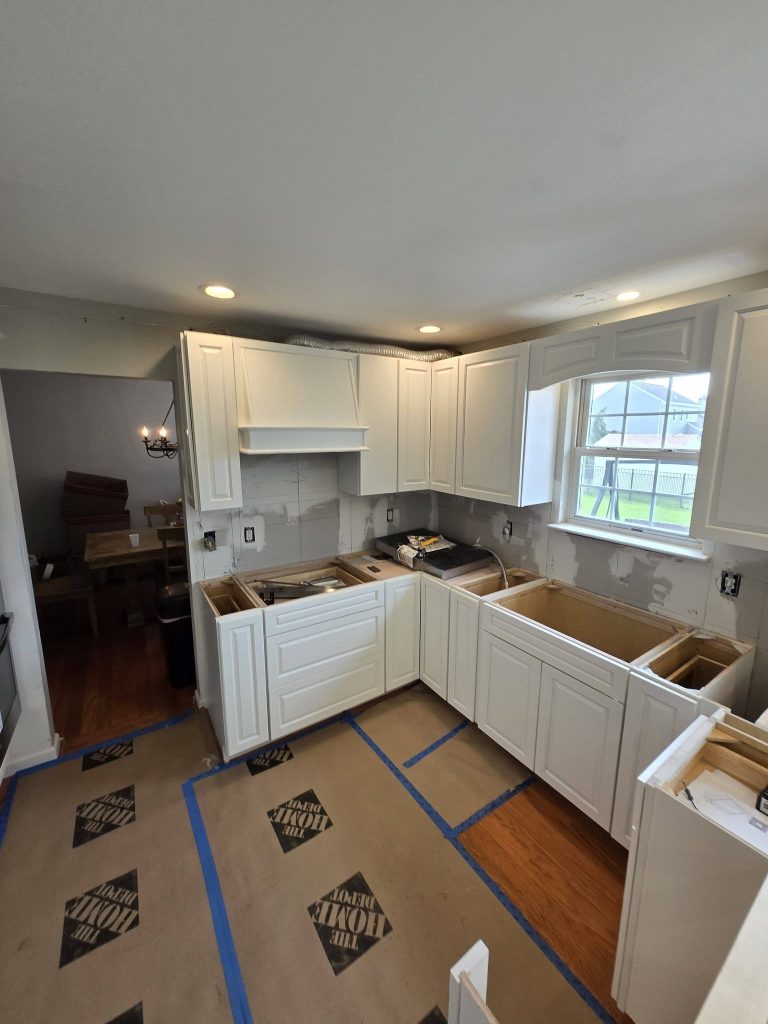 Cabinet installation in progress - LR Contracting, Limerick PA