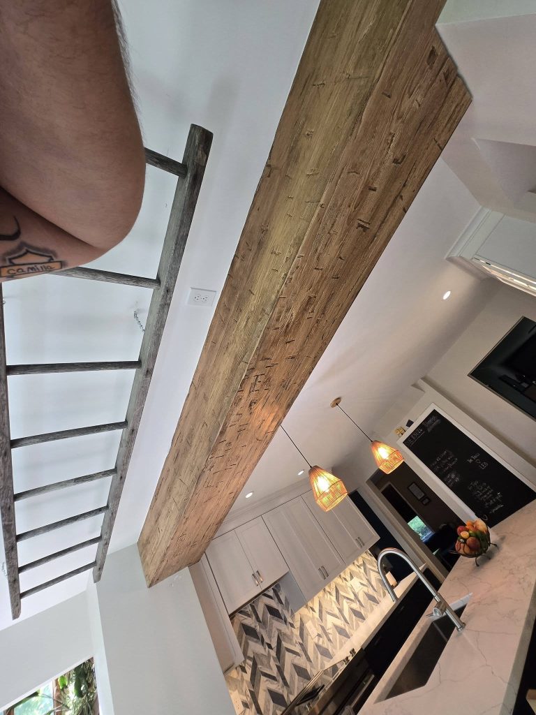 Looking up at the faux beam and hanging ladder - LR Contracting, Downingtown PA