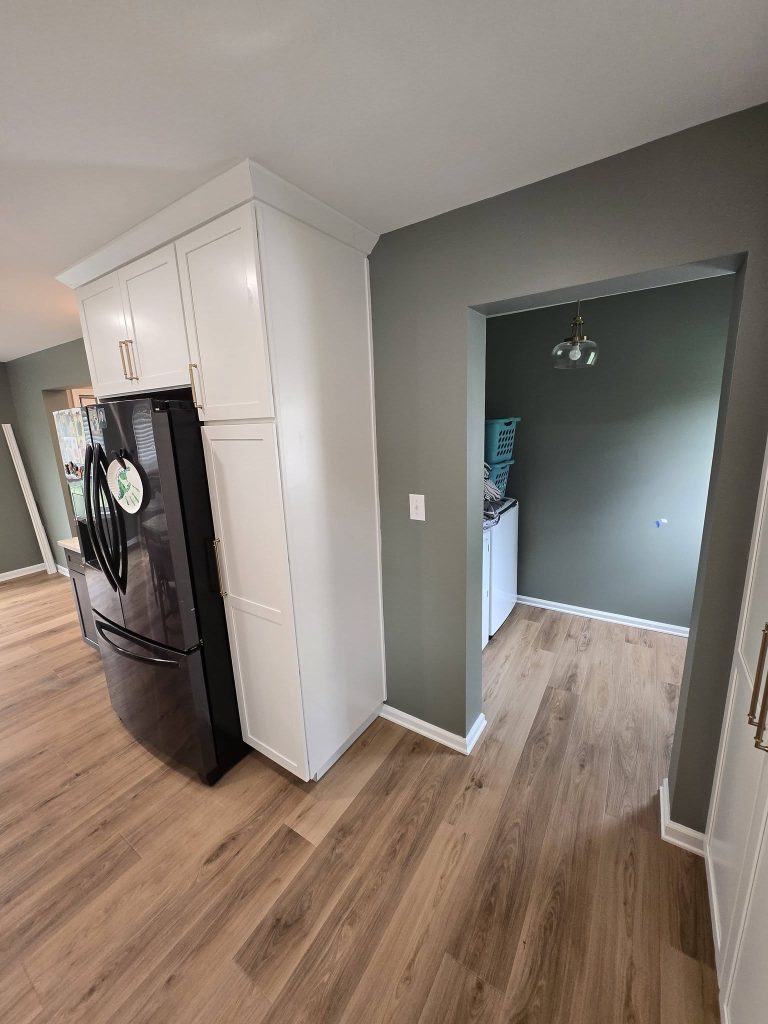 Tall white pantry and refrigerator wall - LR Contracting, Sadsburyville PA