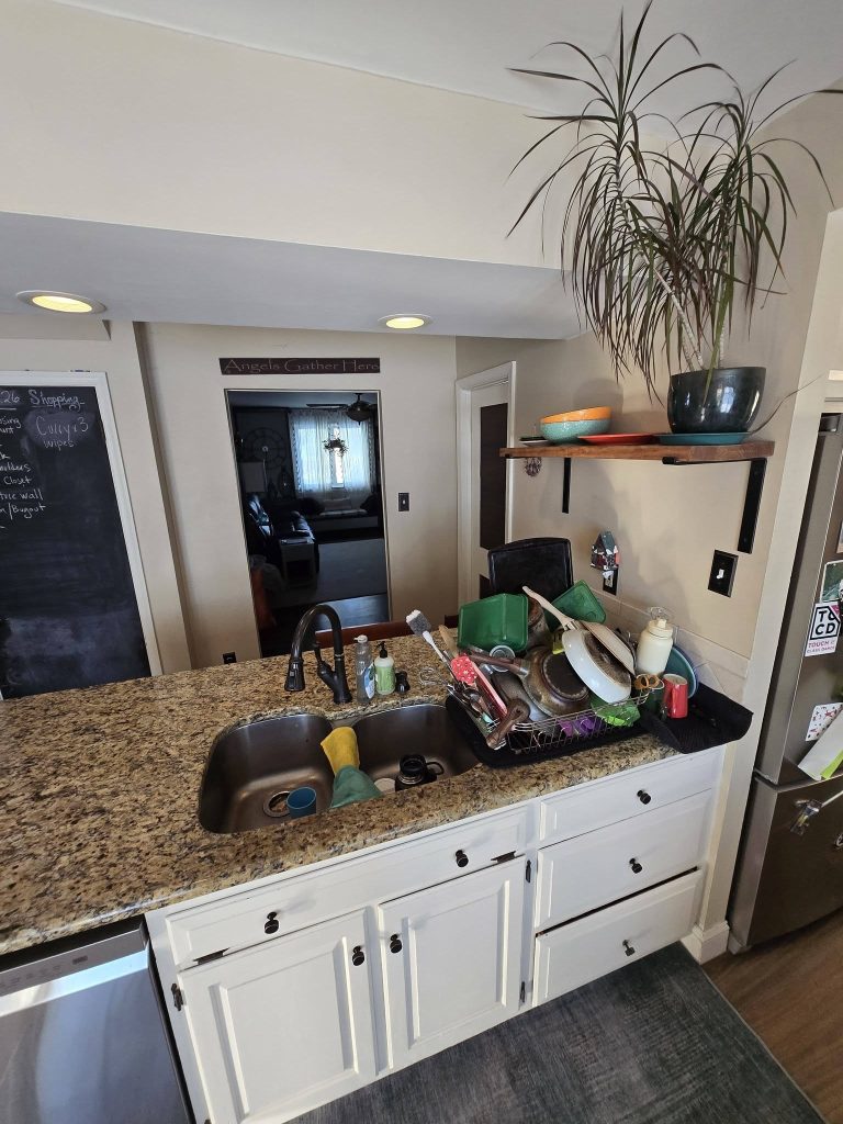 Before - original sink and white cabinets - LR Contracting, Downingtown PA