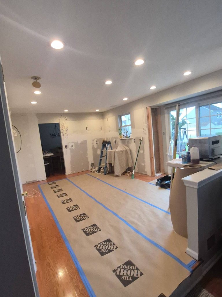 Kitchen prepared for cabinet installation - LR Contracting, Limerick PA